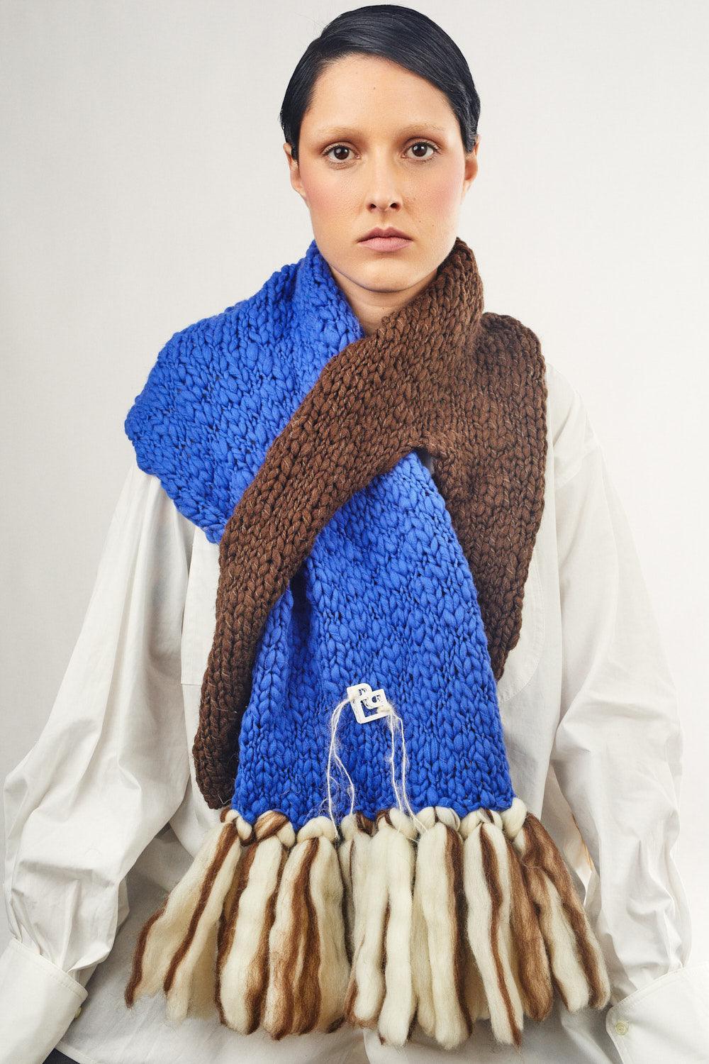LE BLOCK SCARF CREAM ELECTRIC BLUE CHOCOLATE - BIAAF LAB