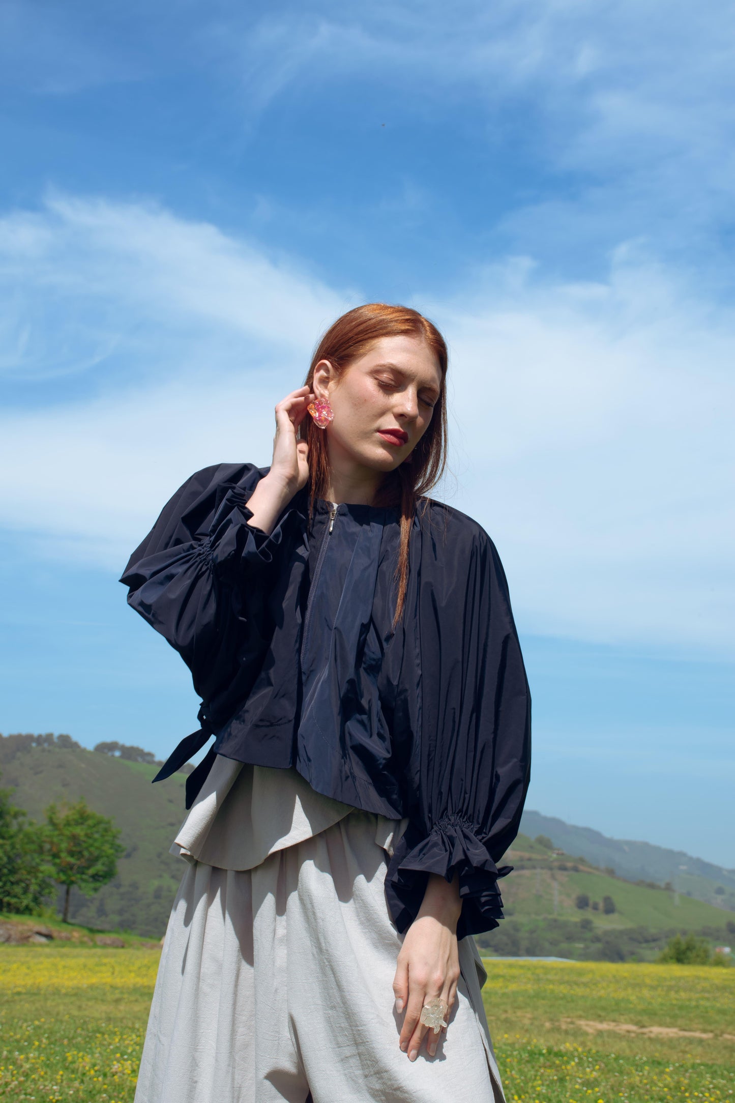 ABRIGO BOMBER - NEGRO MANGAS GRANDES