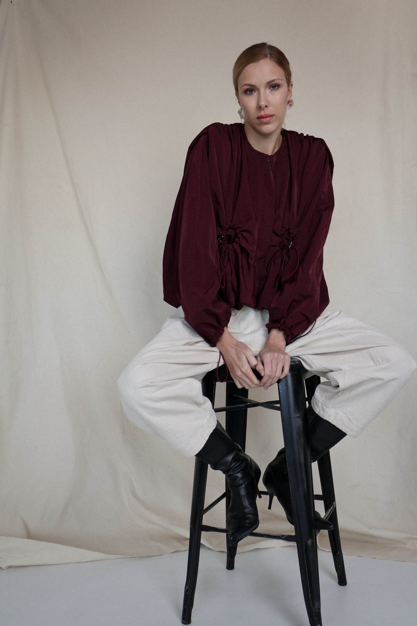 BOMBER JACKET - BURGUNDY WATER-REPELLENT