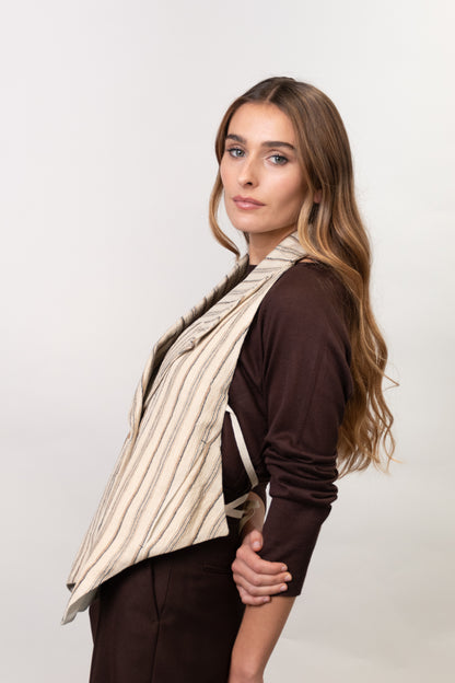 ANAIA VEST BROWN STRIPES