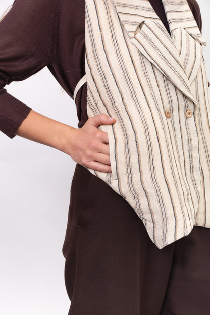 ANAIA VEST BROWN STRIPES