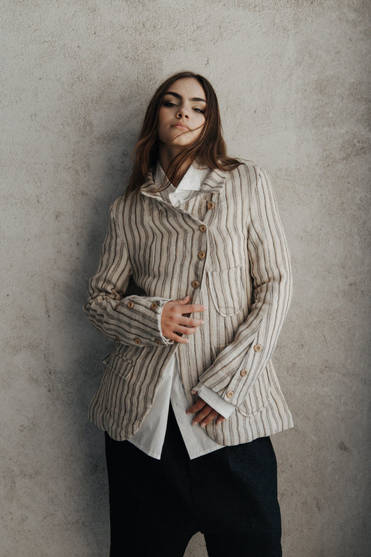 CHAQUETA AITITE RAYAS MARRÓN