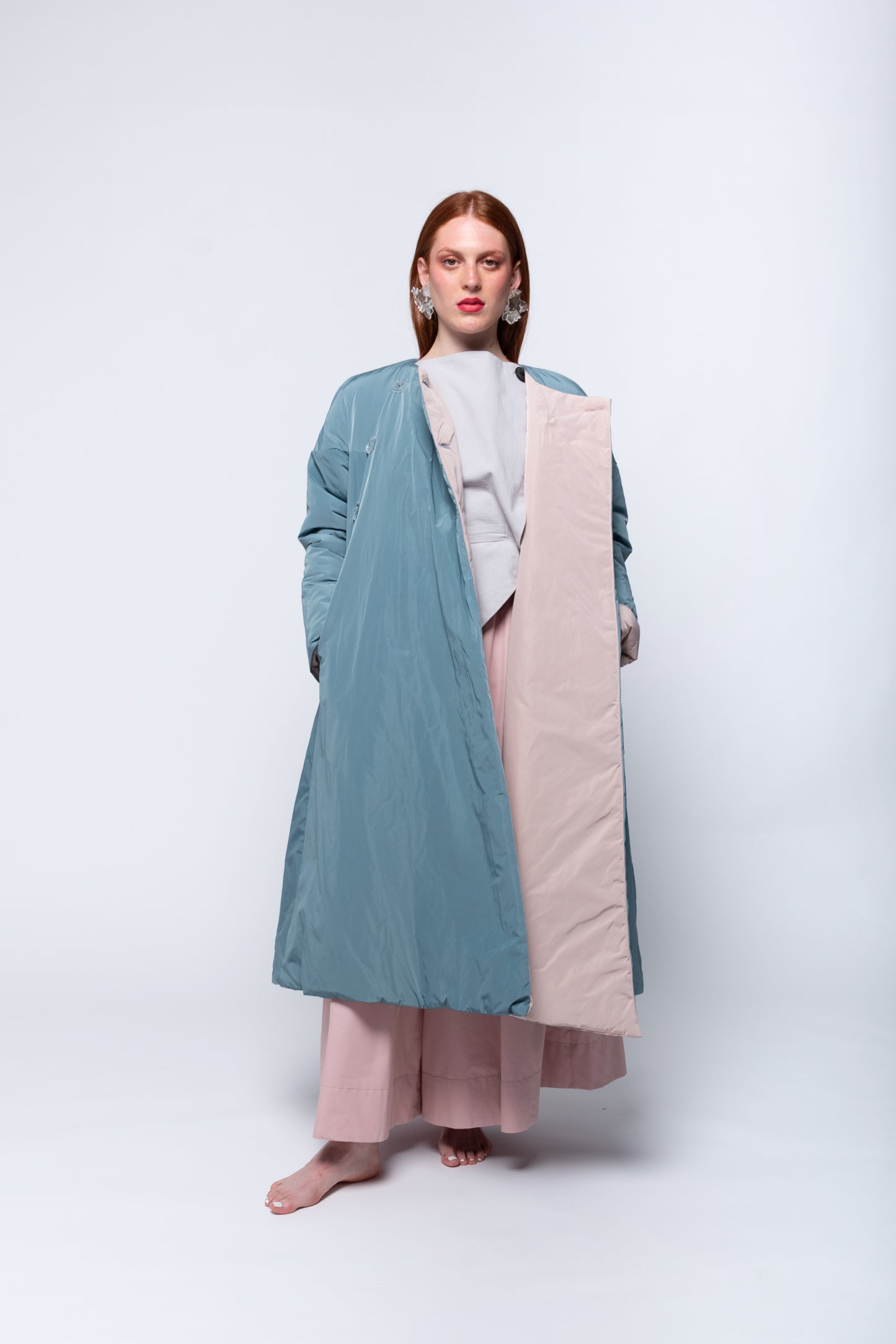 REVERSIBLE BLUE AND PINK COAT