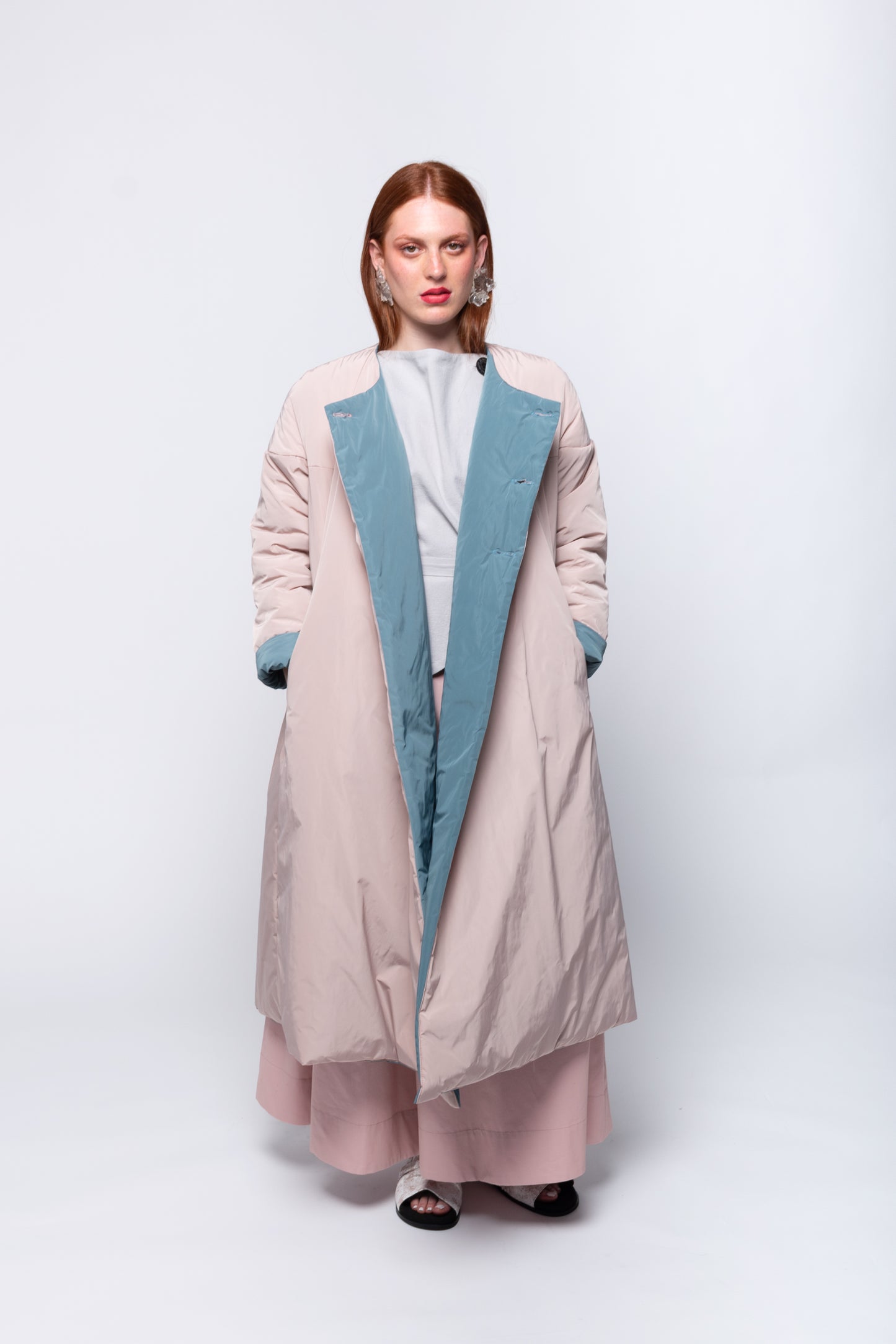 REVERSIBLE BLUE AND PINK COAT