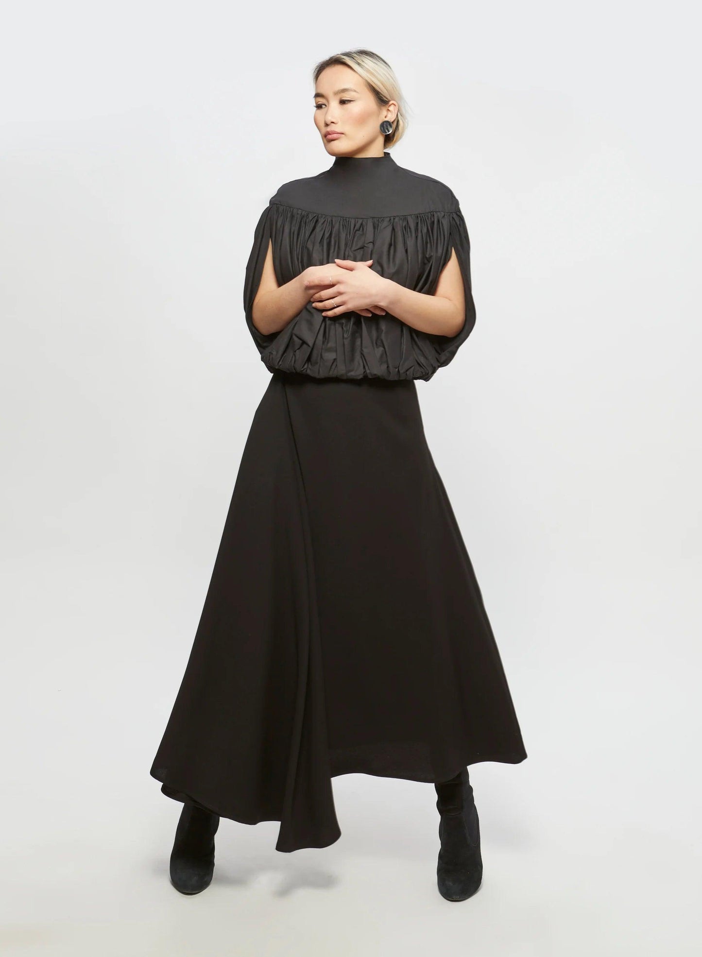 BLACK CREPE SCARF SKIRT - BIAAF LAB